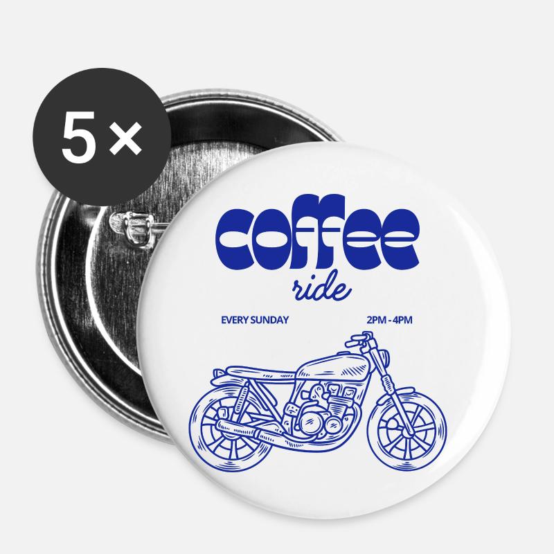 Coffee Ride Motorcycle - Buttons small 1''/25 mm (5-pack) - white