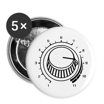 Volume Turn It Up, Lautstärke Musik Party DJ Sound - Buttons klein 25 mm (5er Pack) - Weiß - Vorne
