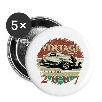 18ème Anniversaire - Classique - Millésime depuis 12/2007 - Lot de 5 petits badges (25 mm) - blanc - Devant