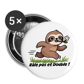 Merkwürdiges Faultier und Blume - Buttons klein 25 mm (5er Pack) - Weiß - Vorne