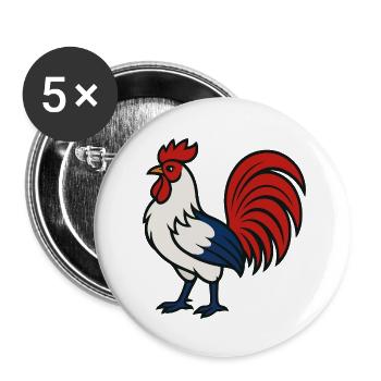 Coq français - Couleur du drapeau Bleu Blanc Rouge - Lot de 5 petits badges (25 mm) - blanc - Devant