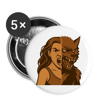 Dualité homme-loup-garou - Lot de 5 petits badges (25 mm) - blanc - Devant