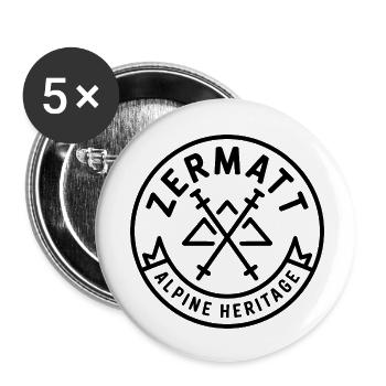 Zermatt - Souvenir Design - Buttons klein 25 mm (5er Pack) - Weiß - Vorne