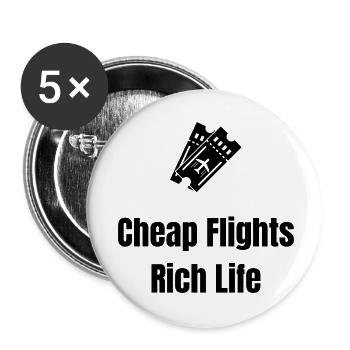 Cheap Flights, Rich Life – Travel Shirt - Buttons small 1''/25 mm (5-pack) - white - Front