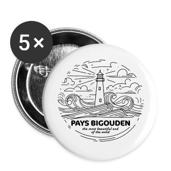 Pays Bigouden Pride Brittany Finistère Headdress - Buttons small 1''/25 mm (5-pack) - white - Front