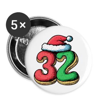 32 Number Biscuit Christmas - Buttons small 1''/25 mm (5-pack) - white - Front