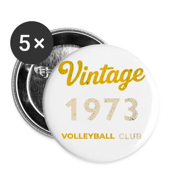 Millésime 1973 – Volleyball Club Rétro Année de naissance - Lot de 5 petits badges (25 mm) - blanc - Devant