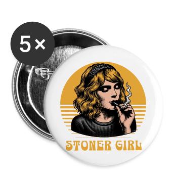 Fille stoner - Lot de 5 petits badges (25 mm) - blanc - Devant