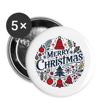 Frohe Weihnachten 3 - Buttons klein 25 mm (5er Pack) - Weiß - Vorne
