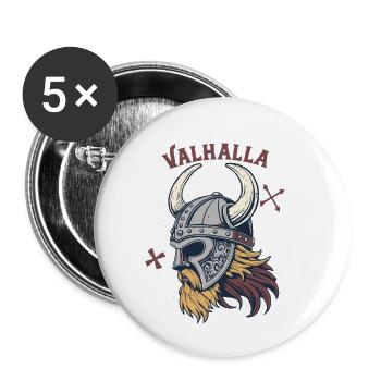 Stolzer Valhalla Viking Helm - Buttons klein 25 mm (5er Pack) - Weiß - Vorne