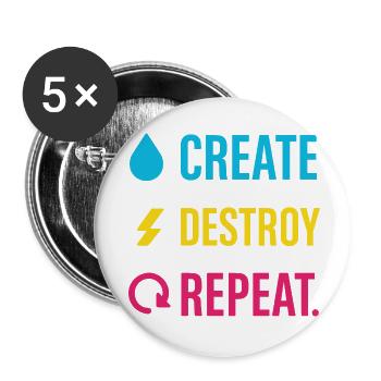 Kreative Denkweise, Künstlerhumor, Mehr Chaos - Buttons klein 25 mm (5er Pack) - Weiß - Vorne