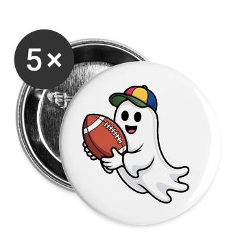 Geist mit Football und bunter Kappe - Buttons klein 25 mm (5er Pack) - Weiß - Vorne