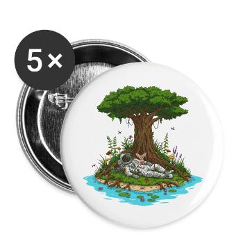 Astronaute Chien Île Dreamscape - Lot de 5 petits badges (25 mm) - blanc - Devant