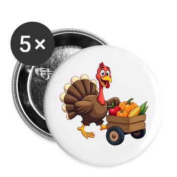 Thanksgiving Drôle Dinde de Thanksgiving - Lot de 5 petits badges (25 mm) - blanc - Devant