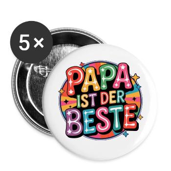 Papa Ist Der Beste – Pop-Art Farbspiel - Buttons klein 25 mm (5er Pack) - Weiß - Vorne
