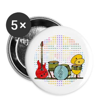 Musikinstrumente - Buttons klein 25 mm (5er Pack) - Weiß - Vorne