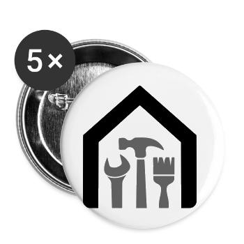 Haus & Handwerk – Hammer Schraubenschlüssel Pinsel - Buttons klein 25 mm (5er Pack) - Weiß - Vorne