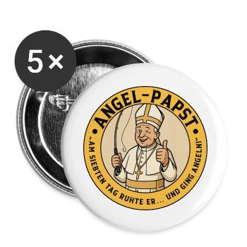 L’Ange Pape - Motif amusant pour les pêcheurs - Lot de 5 petits badges (25 mm) - blanc - Devant