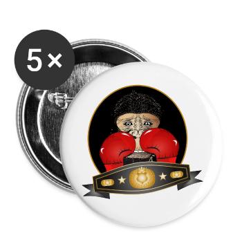 Boxender Schimpanse – Lustiges Champion Motiv - Buttons klein 25 mm (5er Pack) - Weiß - Vorne