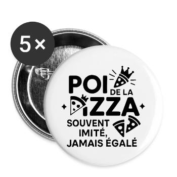 Pizza Couronne Souvenir Unique - Lot de 5 petits badges (25 mm) - blanc - Devant
