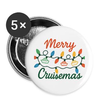 Joyeuse croisière Lumières de Noël - Lot de 5 petits badges (25 mm) - blanc - Devant
