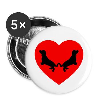 Dackel - Buttons klein 25 mm (5er Pack) - Weiß - Vorne