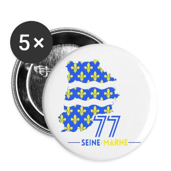 Seine et Marne 77 - Buttons klein 25 mm (5er Pack) - Weiß - Vorne