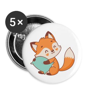 Pastell Kuscheliger Fuchs - Buttons klein 25 mm (5er Pack) - Weiß - Vorne