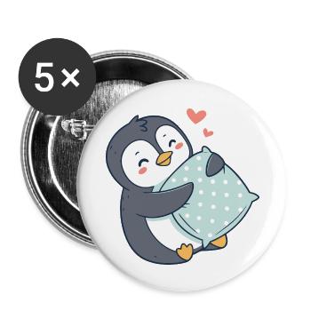 Kuscheliger Pinguin und Polka Dot Kissen - Buttons klein 25 mm (5er Pack) - Weiß - Vorne