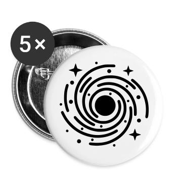 Galaxie et trou noir | Symbole de l’univers - Lot de 5 petits badges (25 mm) - blanc - Devant