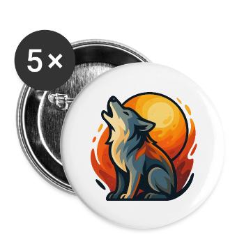 Hurlement du loup - Lot de 5 petits badges (25 mm) - blanc - Devant