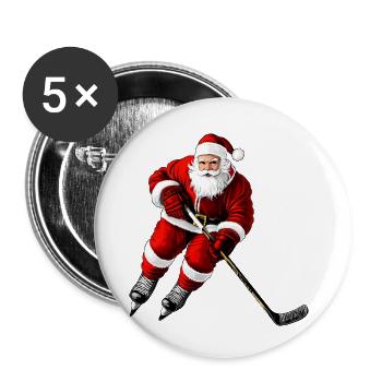 Weihnachten Eishockeyspieler - Buttons klein 25 mm (5er Pack) - Weiß - Vorne
