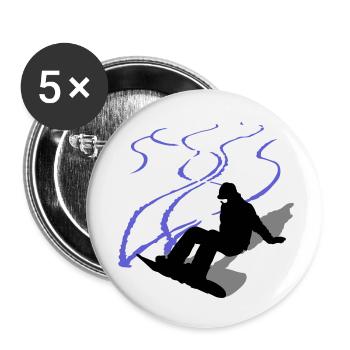 Planche à neige - Lot de 5 petits badges (25 mm) - blanc - Devant