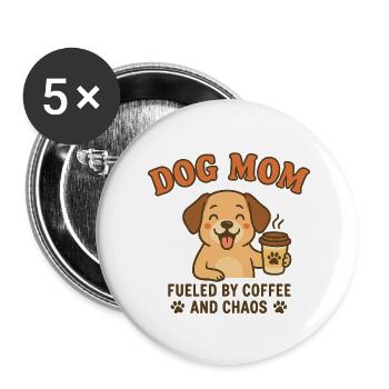 Hunde-Mutti Kaffeechaos - Buttons klein 25 mm (5er Pack) - Weiß - Vorne