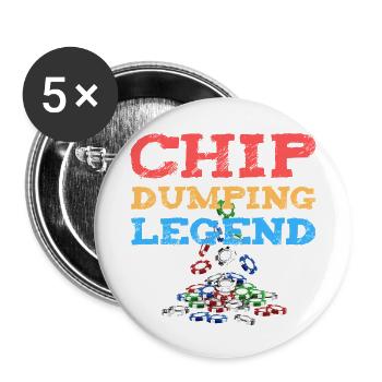 Chip Dumping Legend - Casino, Poker, Jeux - Lot de 5 petits badges (25 mm) - blanc - Devant