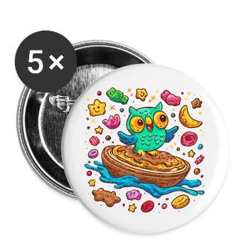 Délice du petit-déjeuner Owl - Lot de 5 petits badges (25 mm) - blanc - Devant