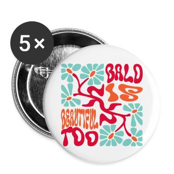 Bald is Beautiful  - Buttons small 1''/25 mm (5-pack) - white - Front