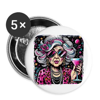 Oldie But Goldy Stark Und Stilvoll - Buttons klein 25 mm (5er Pack) - Weiß - Vorne
