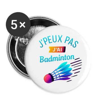 Ich kann nicht ich Badminton - Buttons klein 25 mm (5er Pack) - Weiß - Vorne