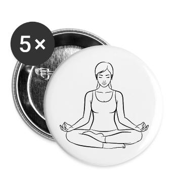 Meditating Woman in Lotus – Yoga & Mindfulness - Buttons small 1''/25 mm (5-pack) - white - Front