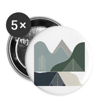 paysages de montagne géométriques - Lot de 5 petits badges (25 mm) - blanc - Devant