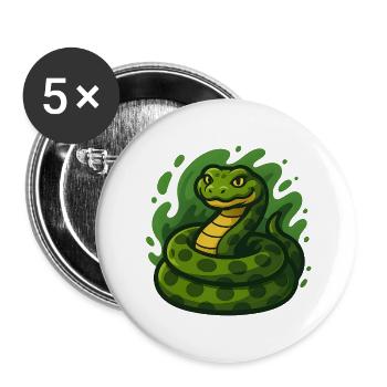Grüne Cartoon Anakonda Schlange in Wave Swell - Buttons klein 25 mm (5er Pack) - Weiß - Vorne