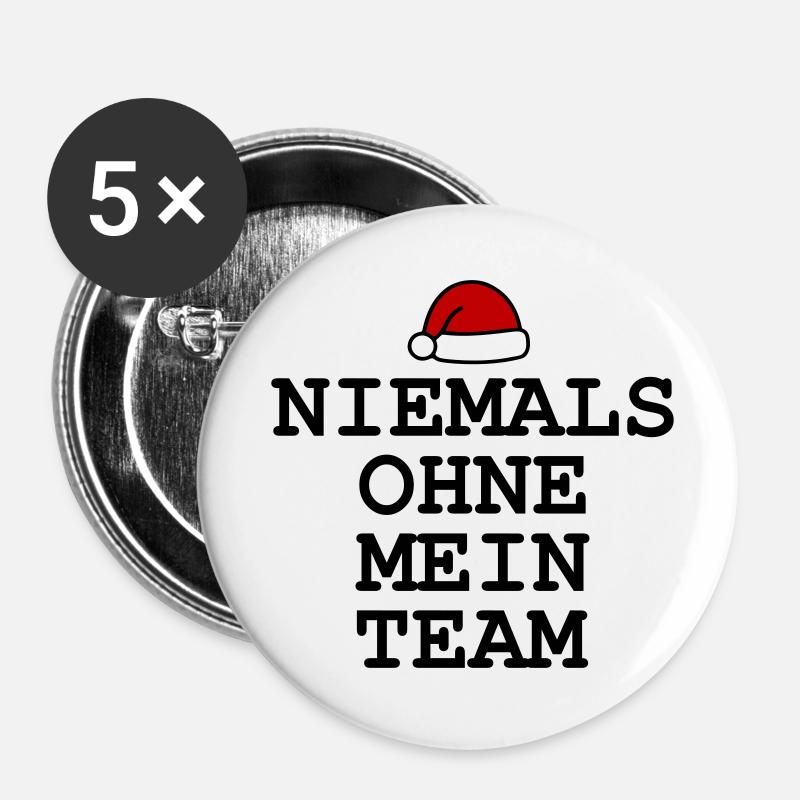 Never without My Team Christmas - Buttons small 1''/25 mm (5-pack) - white