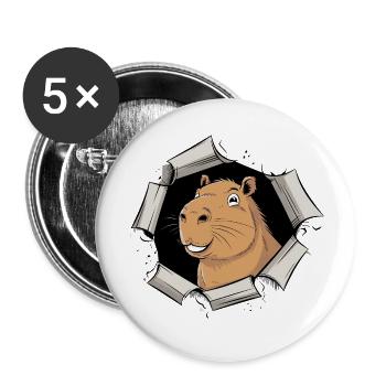 Capybara Comic – friedlicher Durchbruch - Buttons klein 25 mm (5er Pack) - Weiß - Vorne
