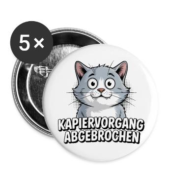 Kapiervorgang abgebrochen – Katze Comic - Buttons klein 25 mm (5er Pack) - Weiß - Vorne