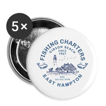 Fishing Charter East Hampton - Lot de 5 petits badges (25 mm) - blanc - Devant