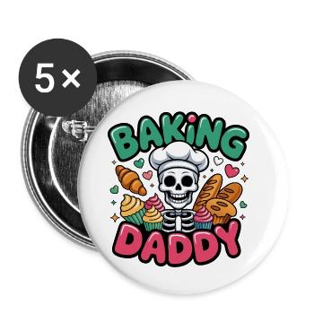 Baking Daddy Totenkopfkoch - Buttons klein 25 mm (5er Pack) - Weiß - Vorne
