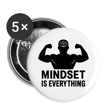 KopfPower Muskeln: Mindset Ist Alles - Lot de 5 petits badges (25 mm) - blanc - Devant