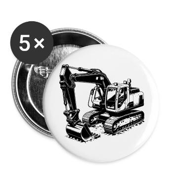 Excavator shovel hero and muscleman with cab - Buttons small 1''/25 mm (5-pack) - white - Front