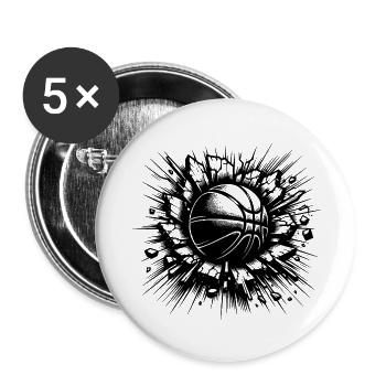 Basketball throw destroys a wall - Buttons small 1''/25 mm (5-pack) - white - Front